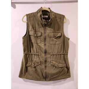 Magellan Outdoors Utility Vest Women's Size L Green Cargo‎ Pockets Zipped